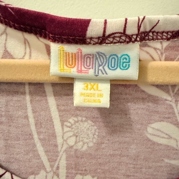 LuLaRoe “Jessie” Burgundy and Cream Floral Dress - Picture 3 of 4